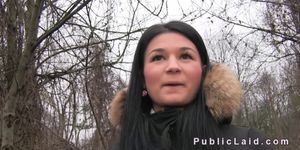 Beautiful Czech babe sucking in public