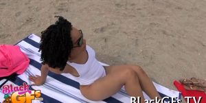 Cute black babe engulfs cock - video 9