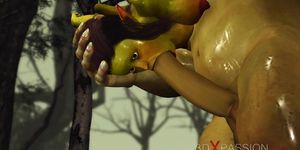 3DXPASSION - Crazy sex in the enchanted forest Huge cock and female goblin