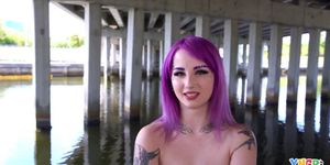 Goth Teen With Purple Hair Gets Fucked