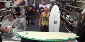 Straight surfer pawing his tight ass for cash