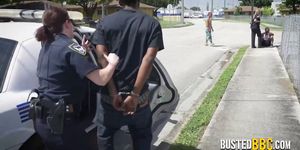 Milf cops take advantage of desperate criminal with a big cock