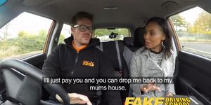 Fake Driving School nervous black teen filled up by her teacher in the car (Ryan Ryder)
