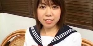 Ai Kazumi in school uniform sucks dick and gets banana in pussy - More at hotajp.com