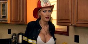 Horny Big tit Blonde firefighter is fucked rough in her wet pussy