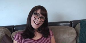 TS-CASTING COUCH - Spex tgirl toying her asshole at casting