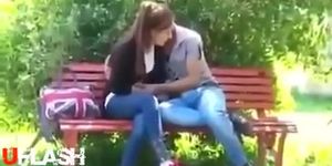 Blowjob on park bench