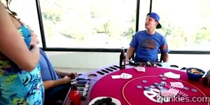 Perv loses in poker but ends fucking his friends hot MILF