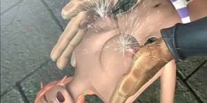 Plantureuse salope hentai se fait éjaculer sur ses gros seins et dans le dos
