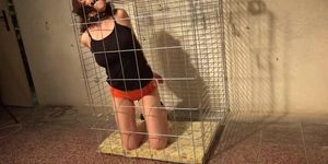 Bondaries - Bound ballgagged and caged (Antonia Sainz)