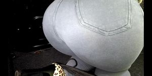 TIED blonde in trunk of CAR PISSES in pants! Wet jeans pee girl!