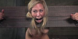 Breath play blonde sub whipped on butt