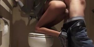 Crazy blonde chick with gorgeous body fucked in restroom