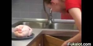 naked teenie making dinner for boyfriend