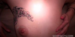Tattooed slut fucked deep and jizzed on her tits