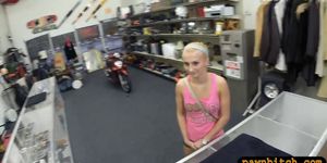 Cute blonde babe nailed at the pawnshop