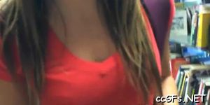 Sexy teen babe deepthroats - video 6
