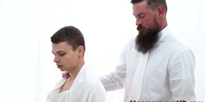 Teen mormon takes cumshot - video 2