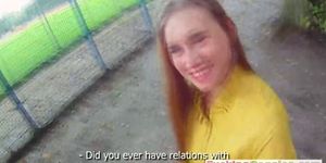 Russian redhead fucked and got cum in mouth