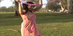 teen hoola hoop outdoor gets fucked and face splattered (Lela Star)