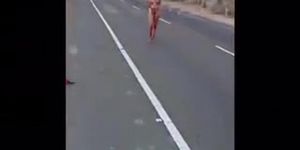 desi lady walking nude on busy road