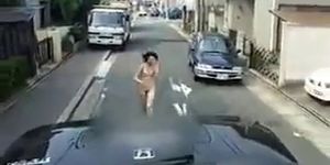 Naked Asian Girl Running Outside