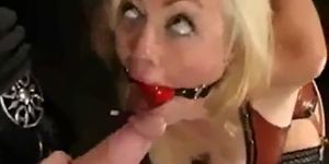 Bondage babe in lingerie gets fisting