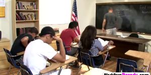 Busty black teen classroom riding sucking dong