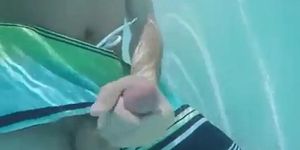 Cumming in the public pool