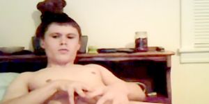 BOY FEAST - Young man strips naked to play with himself and masturbate