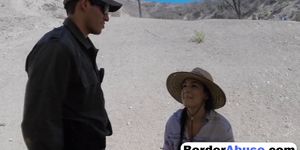 A slutty Latina seduces horny border agent sucks his dick and rides it wild