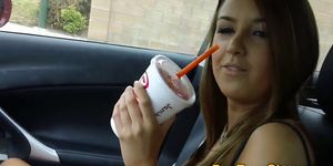 Teen give blowjob in car pov