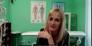 Small tittied blonde fucked by doctor in his office