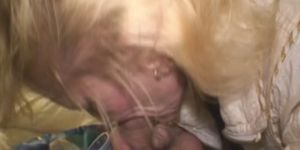 Toothless Mature Blonde Street Whore Sucking Dick POV