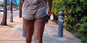 Public Tight Shorts Ebony Street Walk Voyeur Booty Line