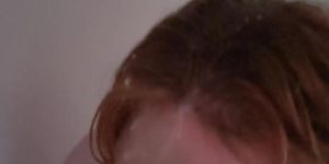 Cum spills all over 18 yr old ftm femboys face and hair in the shower