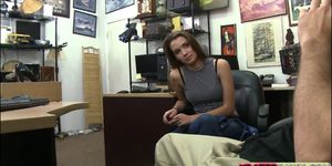 Sexy teen Naomi Alice fucks in the office for money