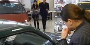 Rita Cardinal-Spanish Wife fucked by two guys in the Car Shop
