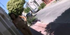 Hairy Mexican girlfriend naked on street