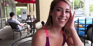 Real teen pickedup and riding cock outdoors