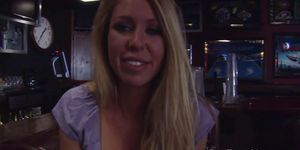 Pov teen gets her juggs out in bar