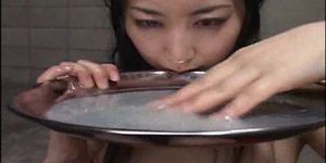 Asian cum eating bukkake