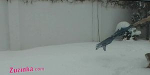 ZUZINKA'S BLOG - Outside in the snow with naked Zuzinka