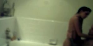 Cheating Brunette Banged In Bathtub Caught On Spy Camera