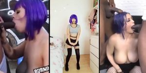 Purple Haired TikTok E-Girl gets GANGBANGED by BBC