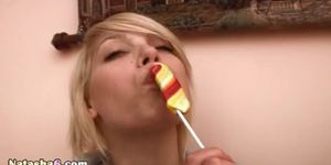 two naked lezzies testing lollipops - video 12