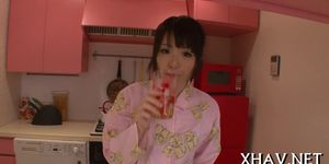 Cute Asian sits on large dildo - video 28