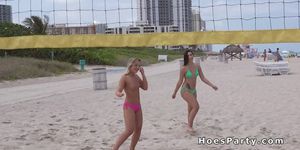 Sexy amateur teen flashing at beach