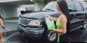 Bombastic teens in sexy bikinis all incluaive carwash (Crystal Ray, Maya Bijou, Crystal Raye)