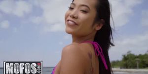 MOFOS - Lil Asian teen Vina Sky swallows cum POV outdoors